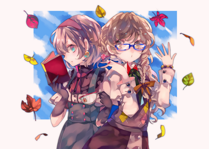 Alice Margatroid and Marisa Kirisame with autumn leaves