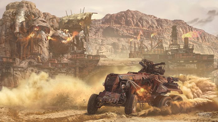 Crossout Post-Apocalyptic Vehicle in Desert