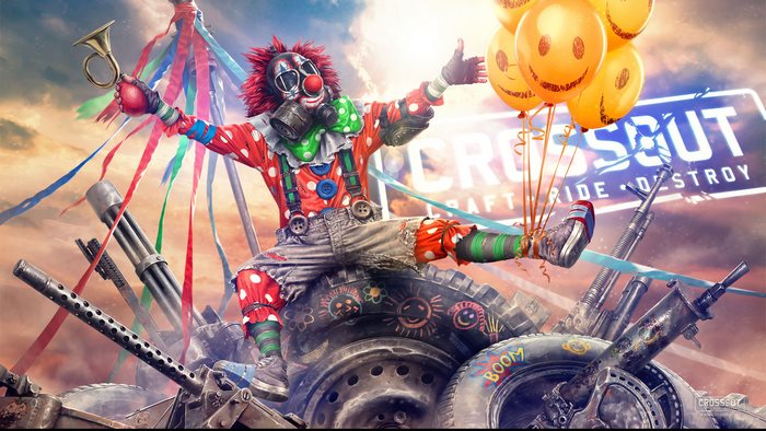 Crossout Clown with Guns and Balloons