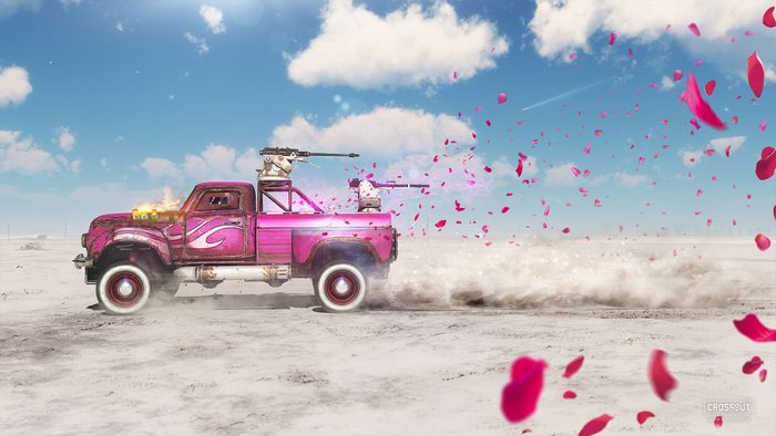 Pink Battle Truck with Guns in Desert