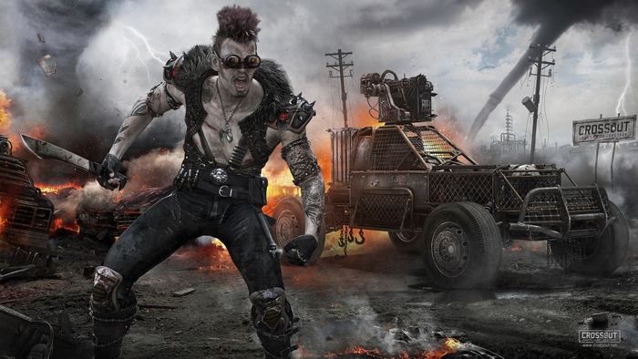 Crossout: A Post-Apocalyptic Warrior and Vehicle