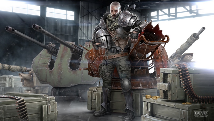Crossout character with heavy weaponry