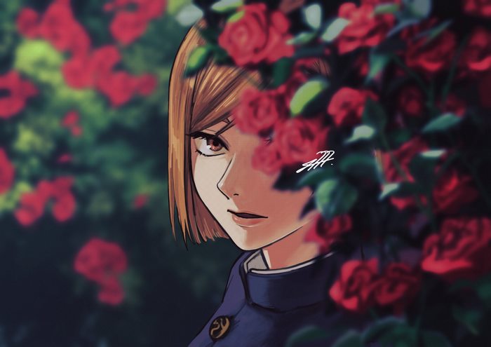 Nobara Kugisaki among red roses