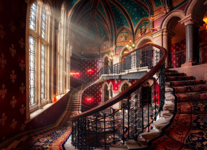 Grand Staircase in a Victorian Building