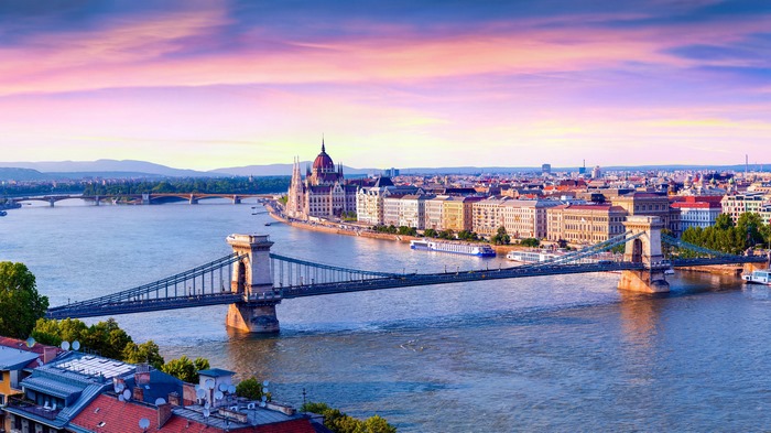 Chain Bridge and Parliament Building in Budapest
