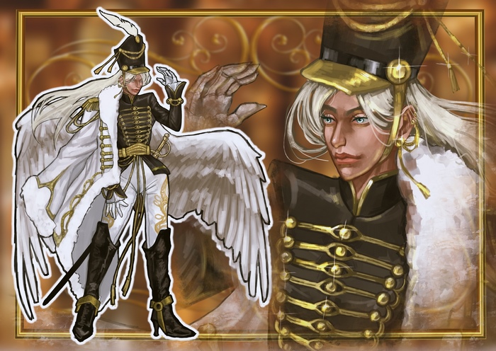 Angel in a military uniform with wings
