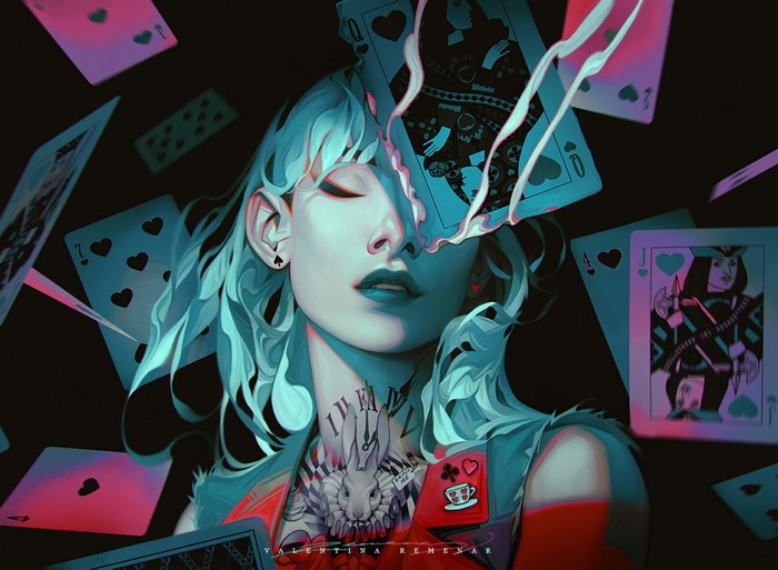Fantasy Woman with Playing Cards