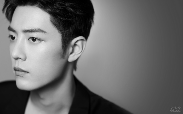 Xiao Zhan black and white portrait