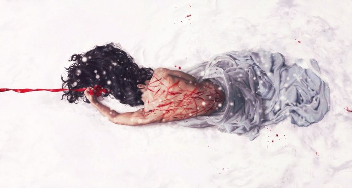 Lan Wangji with bloody wounds