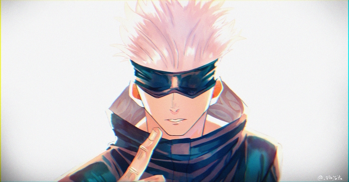 Satoru Gojo with White Hair and Blindfold
