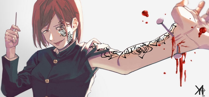 Nobara Kugisaki with tattoos and nails