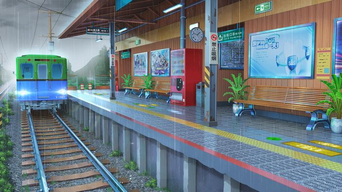 Train Station Platform in the Rain