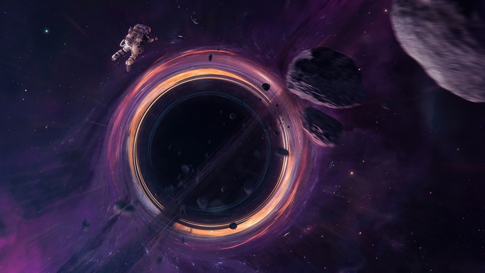 4K Sci Fi Space Scene with Black Hole