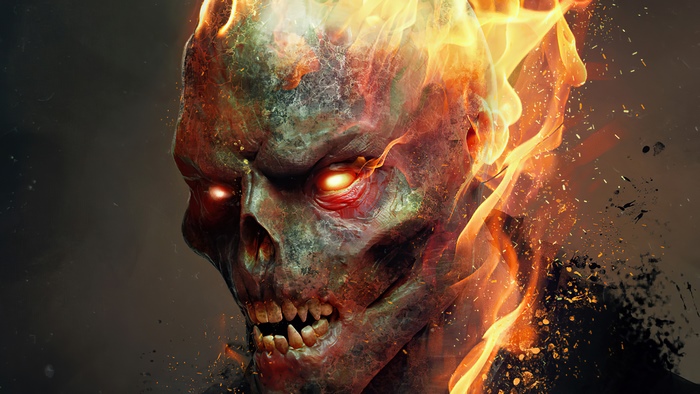 Ghost Rider Fiery Skull in 4K