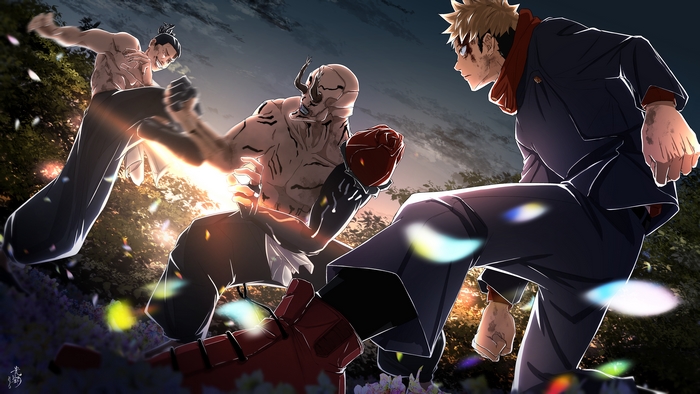 Yuji Itadori and Aoi Todo Battle Hanami 4K