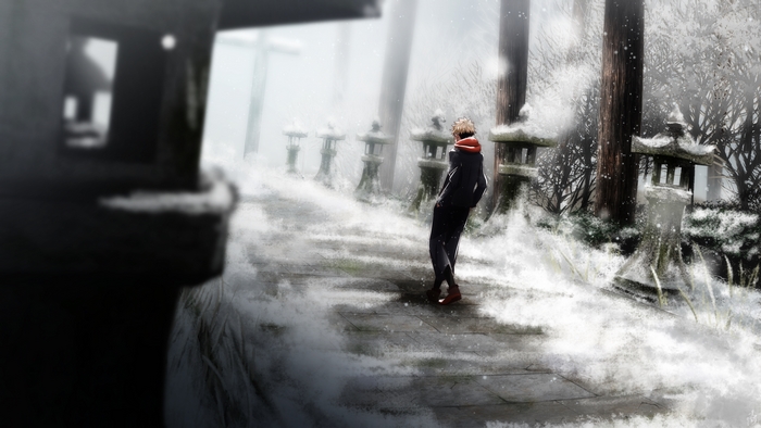 Yuji Itadori in a Winter Shrine