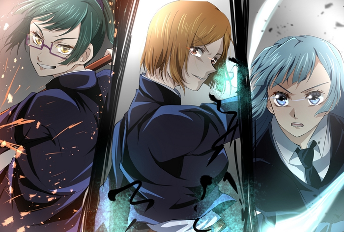 Maki Zenin, Nobara Kugisaki, and Kasumi Miwa