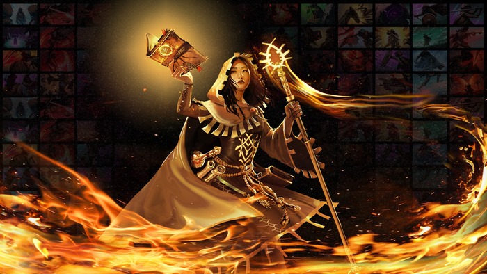 Trials of Fire Mage with Staff and Book