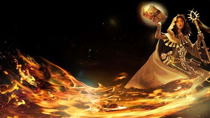 Trials of Fire Mage with Staff and Book