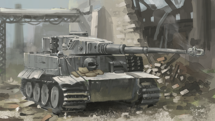 Tiger I Tank in War-Torn Setting