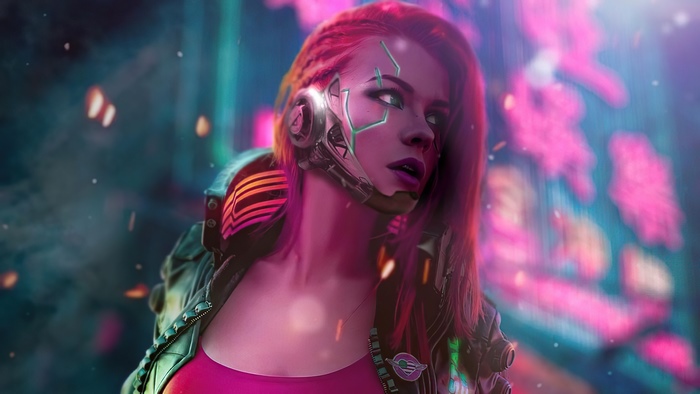 Sci Fi Cyberpunk 4K Futuristic Pink Hair
