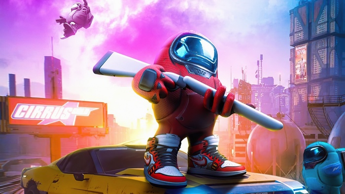 Among Us 4K Red Crewmate with Gun