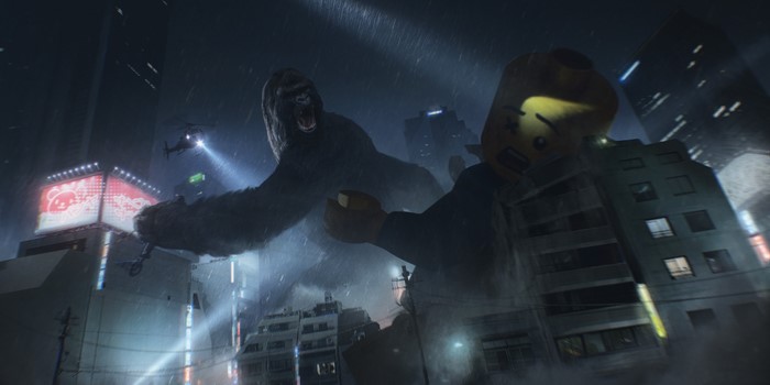 King Kong vs. Lego Character in City
