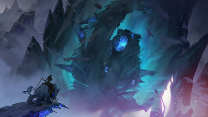 Volibear and Sejuani in a frozen landscape