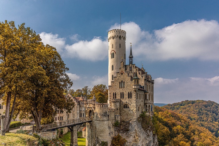Lichtenstein Castle in Germany on a Cloudy Day