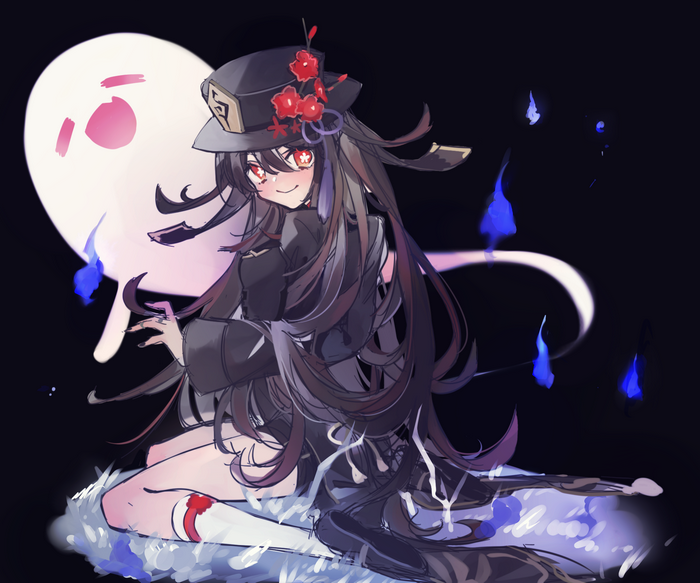 Hu Tao with a ghost companion
