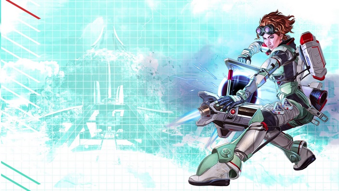 Horizon from Apex Legends with a weapon