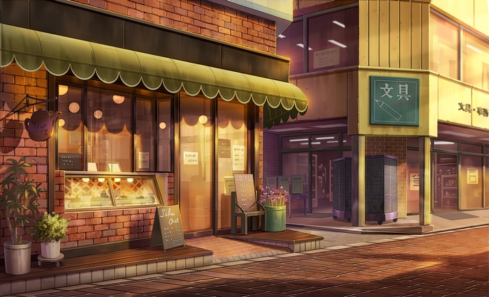 Cozy City Shop with Warm Lighting