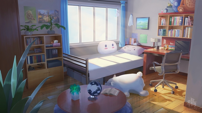 Anime Room with Bed and Desk