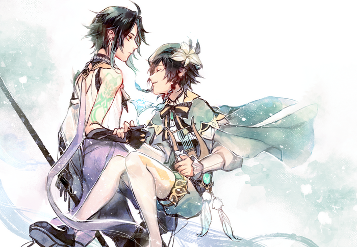 Xiao and Venti from Genshin Impact