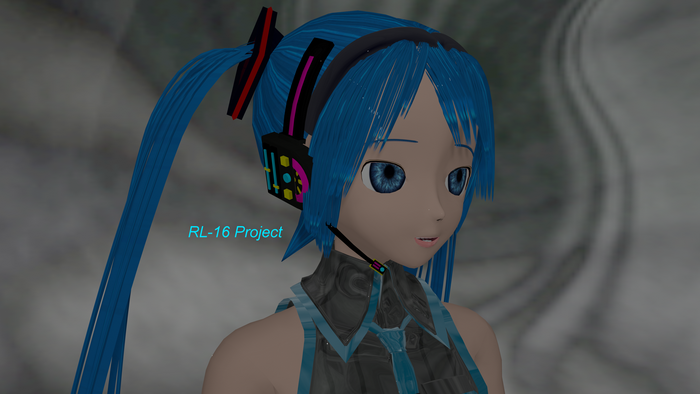 Hatsune Miku with Blue Hair and Headphones