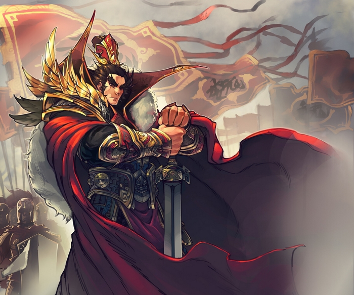 Fantasy Warrior with Sword and Red Cape
