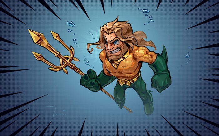 Aquaman with Trident Underwater