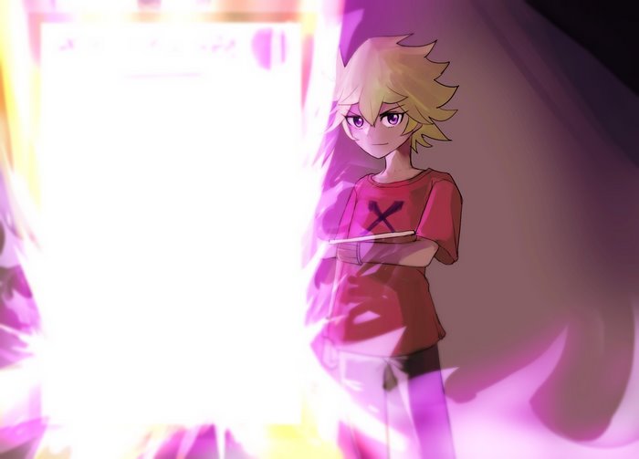 Roa Kirishima from Yu-Gi-Oh! with bright light
