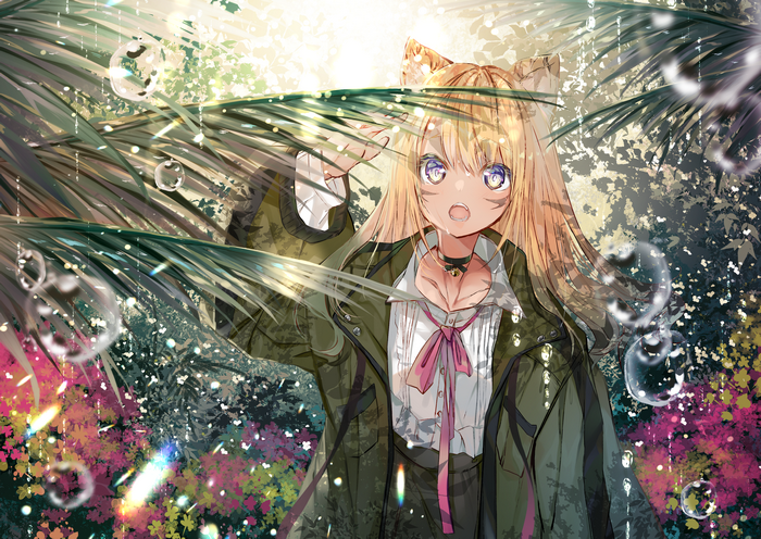 Blonde Girl with Animal Ears in Forest