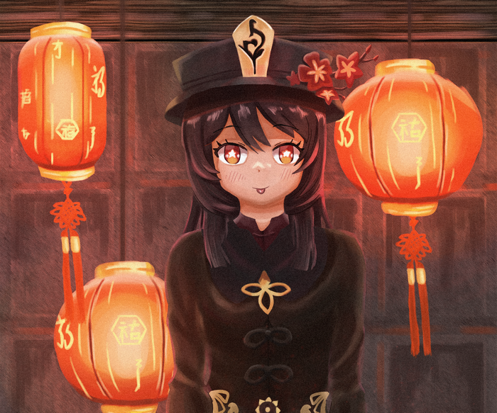Hu Tao with Chinese Lanterns