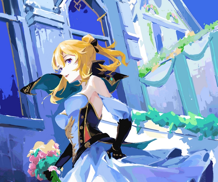 Jean from Genshin Impact holding flowers