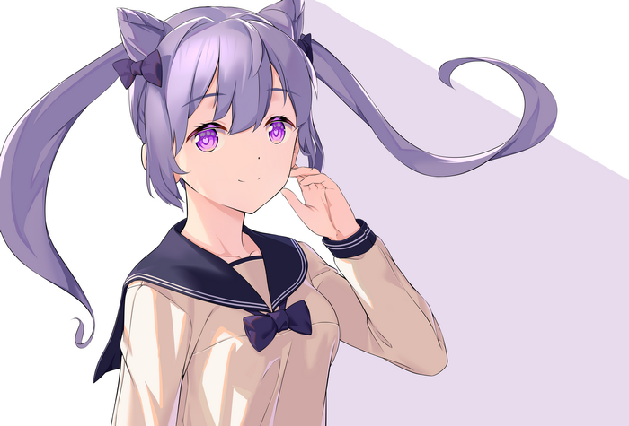 Keqing with twin tails and cat ears