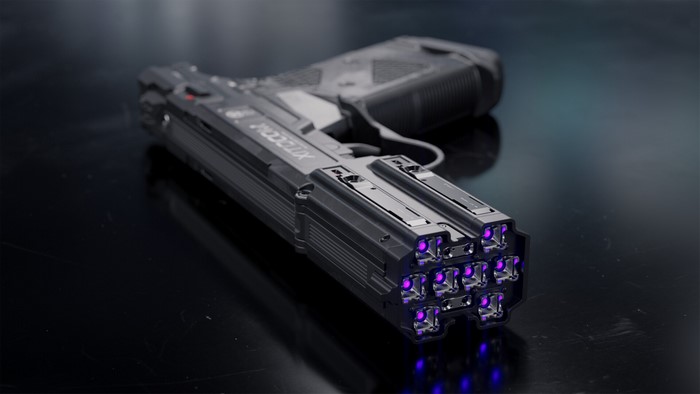 Futuristic Laser Handgun with Purple Glow