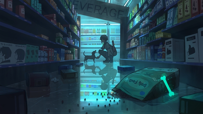 Girl and Dog in a Store