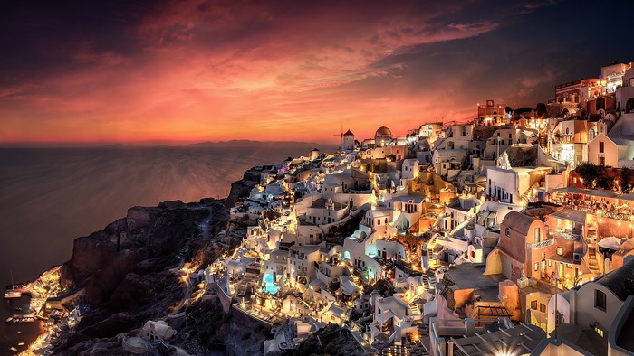 Sunset Over Santorini, Greece