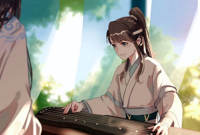 Lan Wangji playing the Guqin