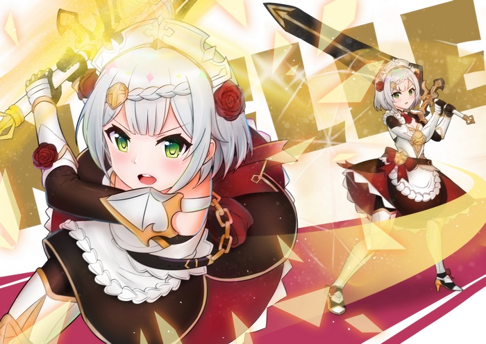 Noelle from Genshin Impact with swords