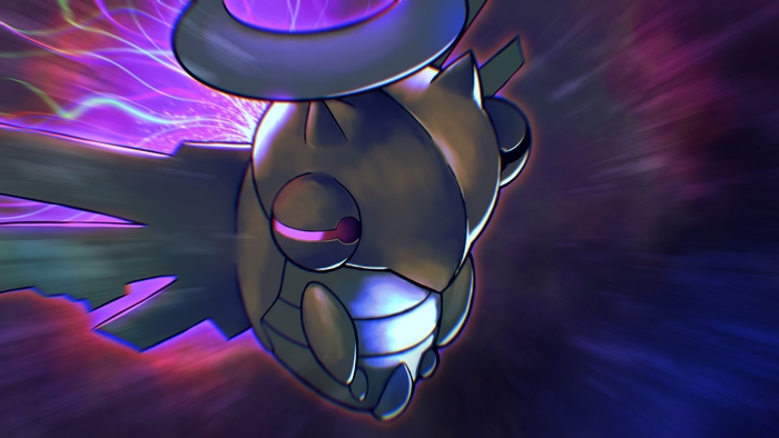 Shedinja Pokémon with purple energy