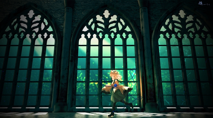 Koishi Komeiji in a Gothic Hall