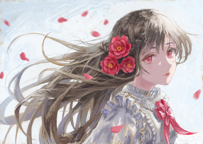 Girl with flowers in her hair 4K